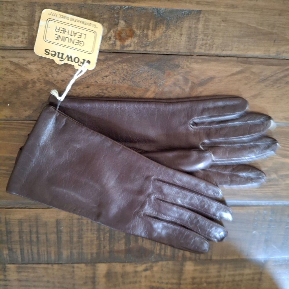 Fownes Womens Genuine Leather Gloves Size 8 Brown Original Tag Classic